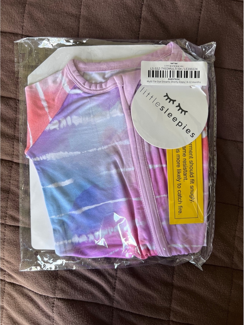 Little sleepies multi tie dye dreams shorty zippy 6-12 months